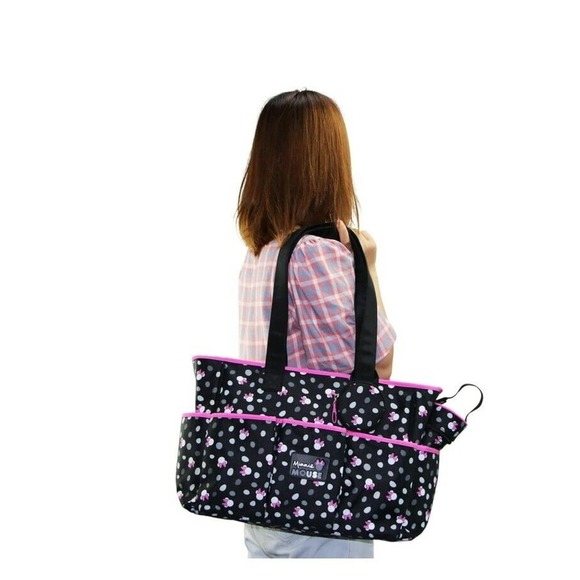 Disney Minnie Mouse Multi Piece Diaper Bag set NEW- MISSING PACIFIER HOLDER - Picture 9 of 10